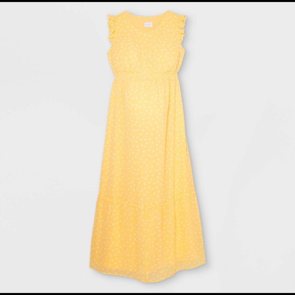Yellow Polka Dot Maternity Dress